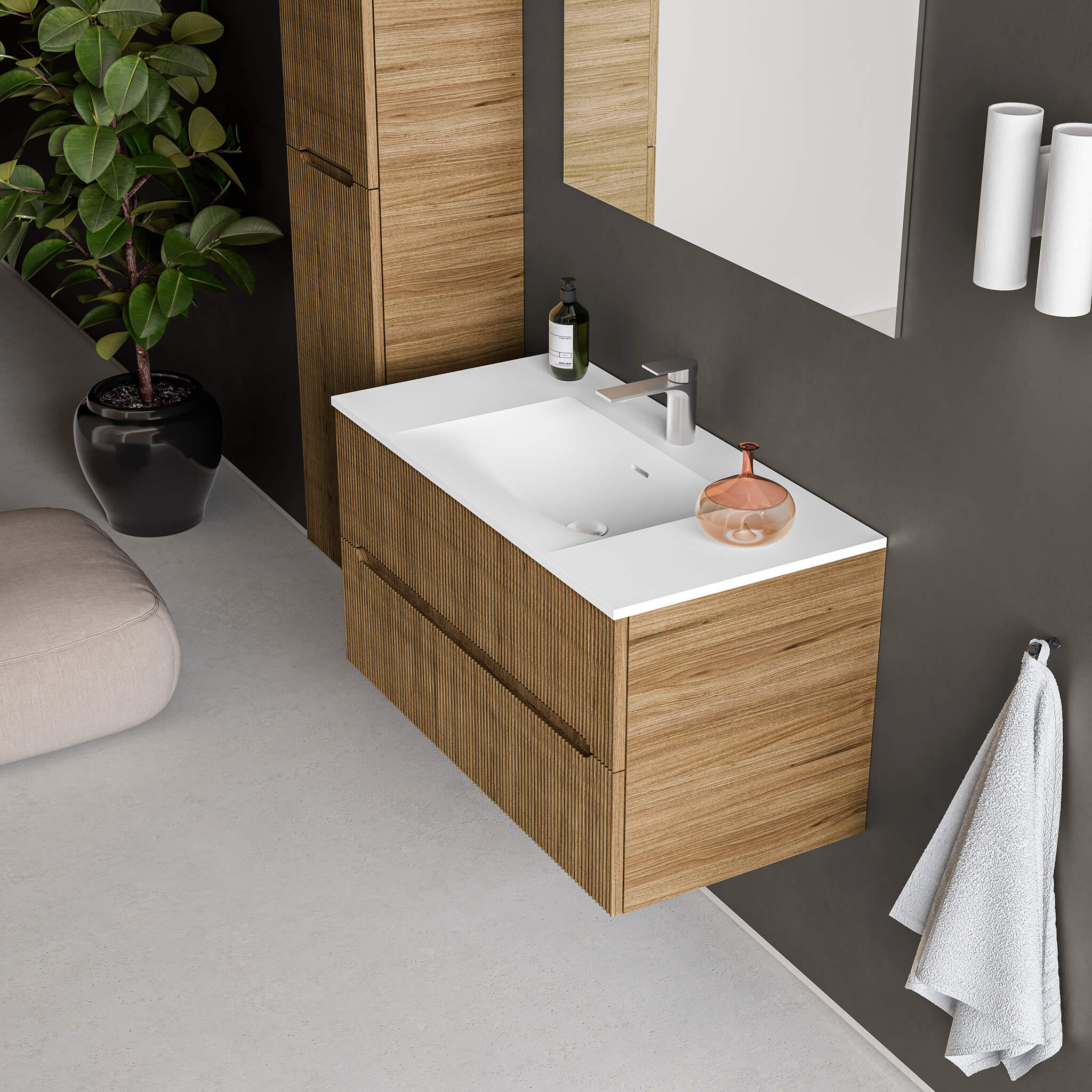 light wood vanity