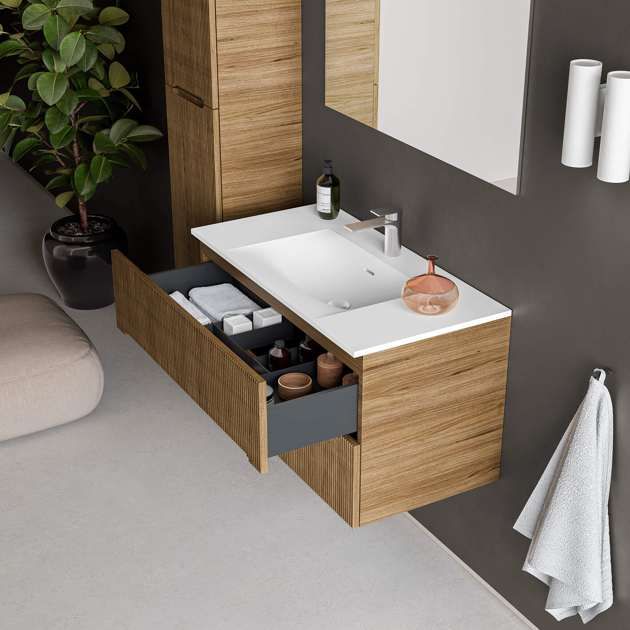 light wood vanity