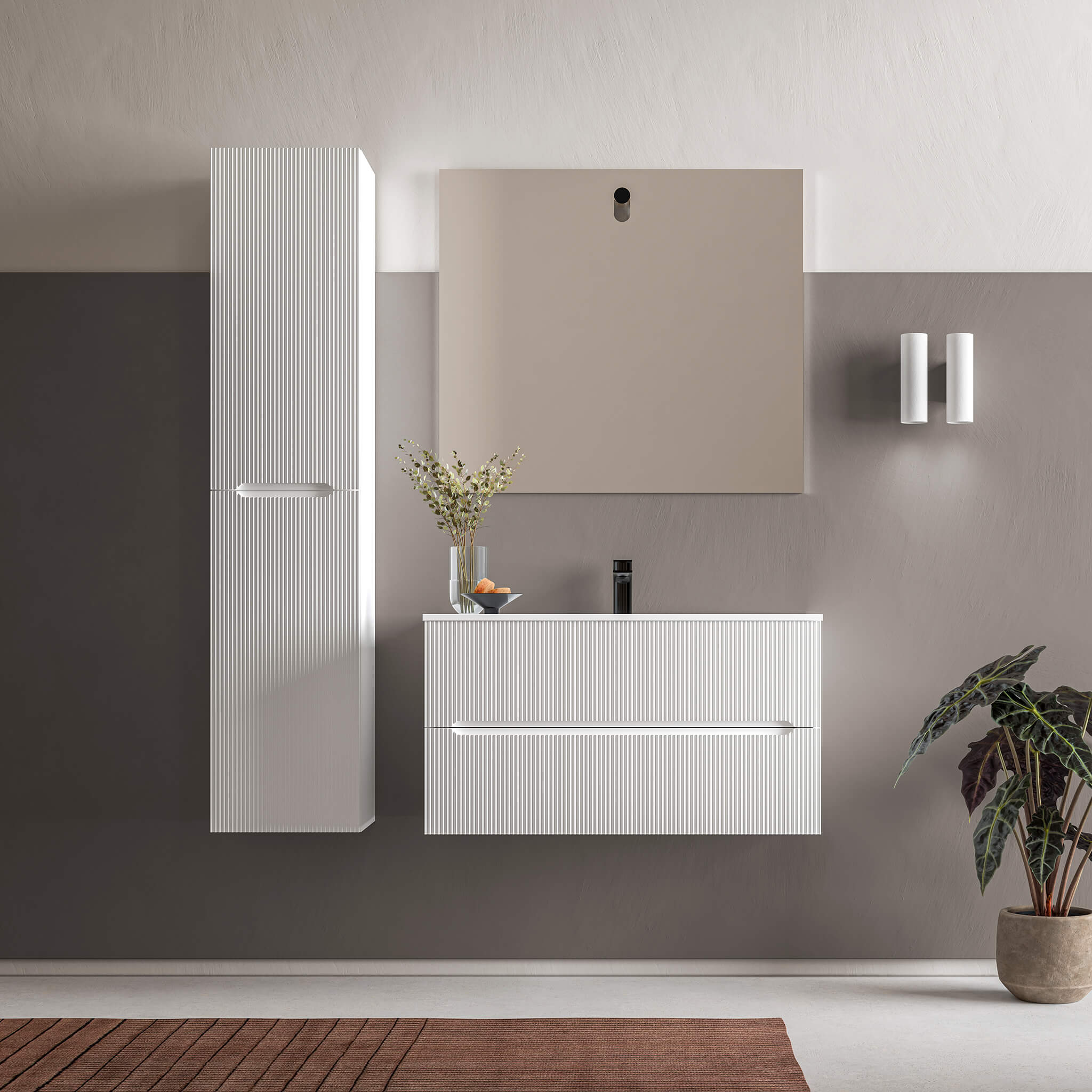 white matte linen cabinet