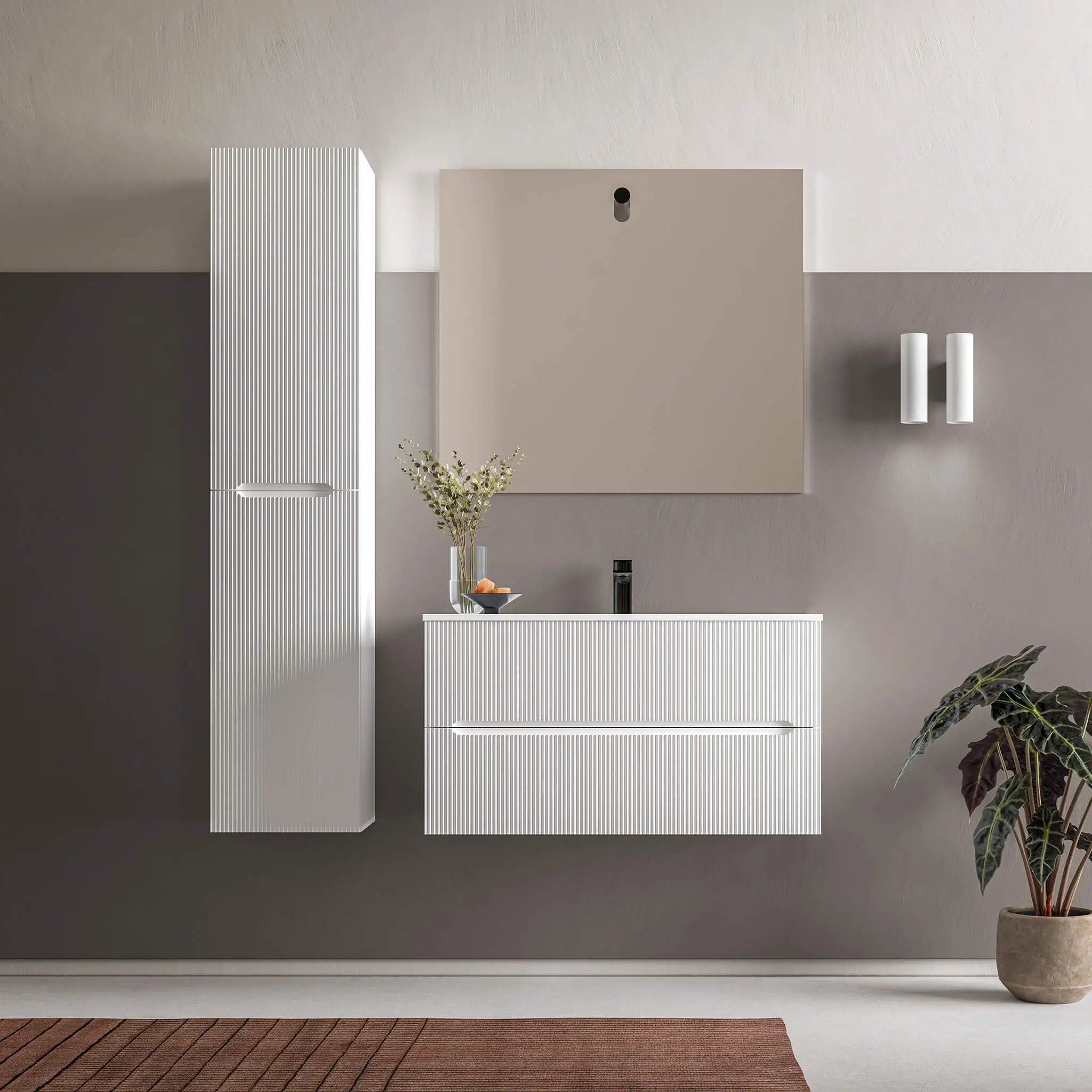white matte linen cabinet