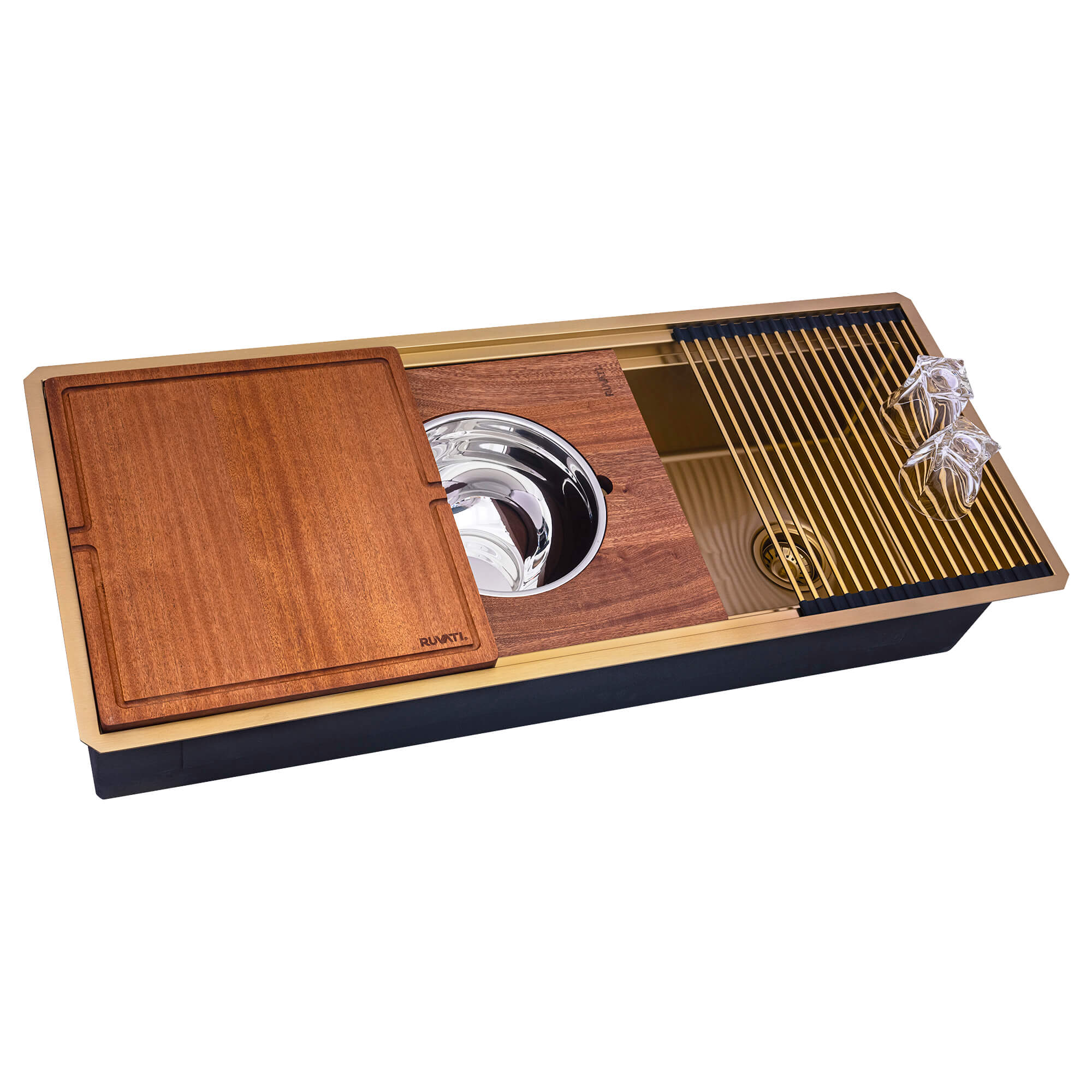 Ruvati 45 inch Stainless Steel Workstation Two-Tiered Ledge Undermount Kitchen Sink by Ruvati