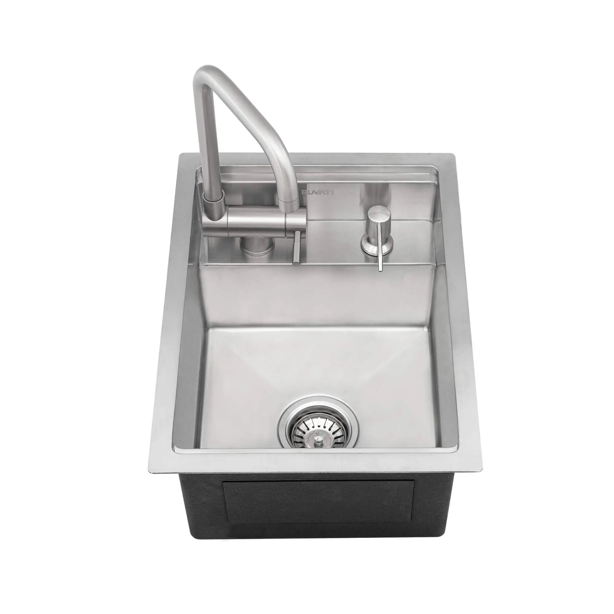 Ruvati 20 inch Stainless Steel RV Sink With Concealed Faucet and Soap Dispenser by Ruvati