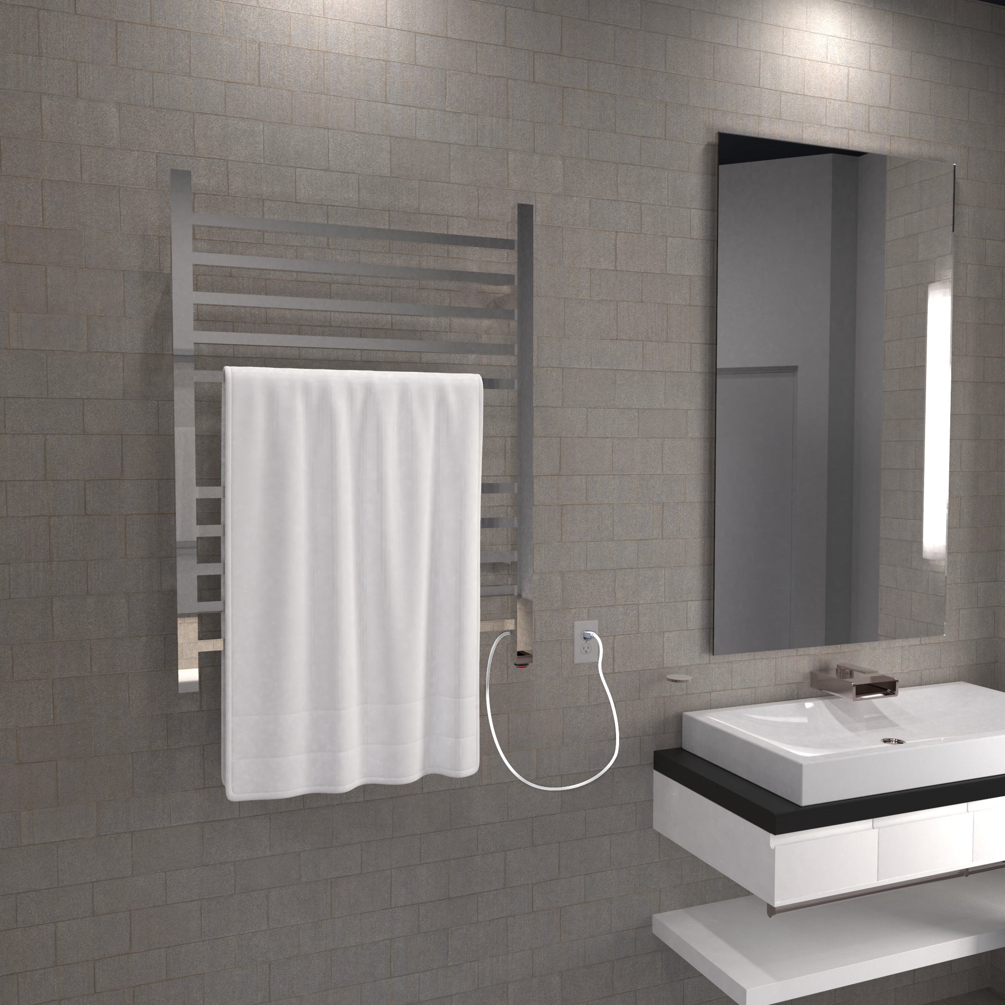 polished stainless towel warmer