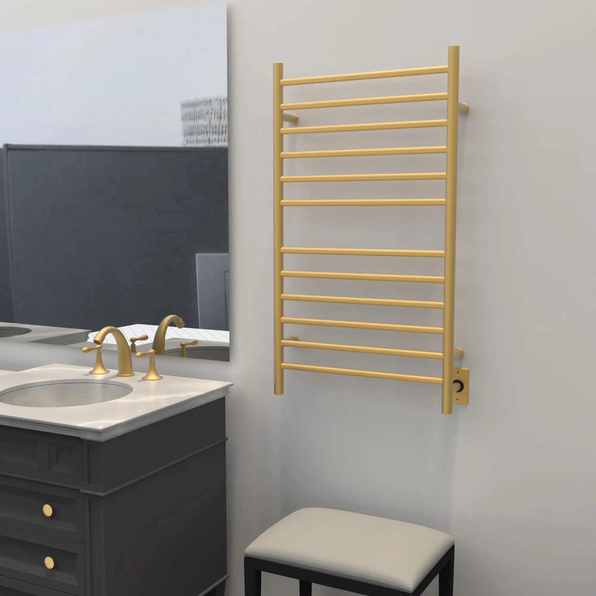 satin brass towel warmers