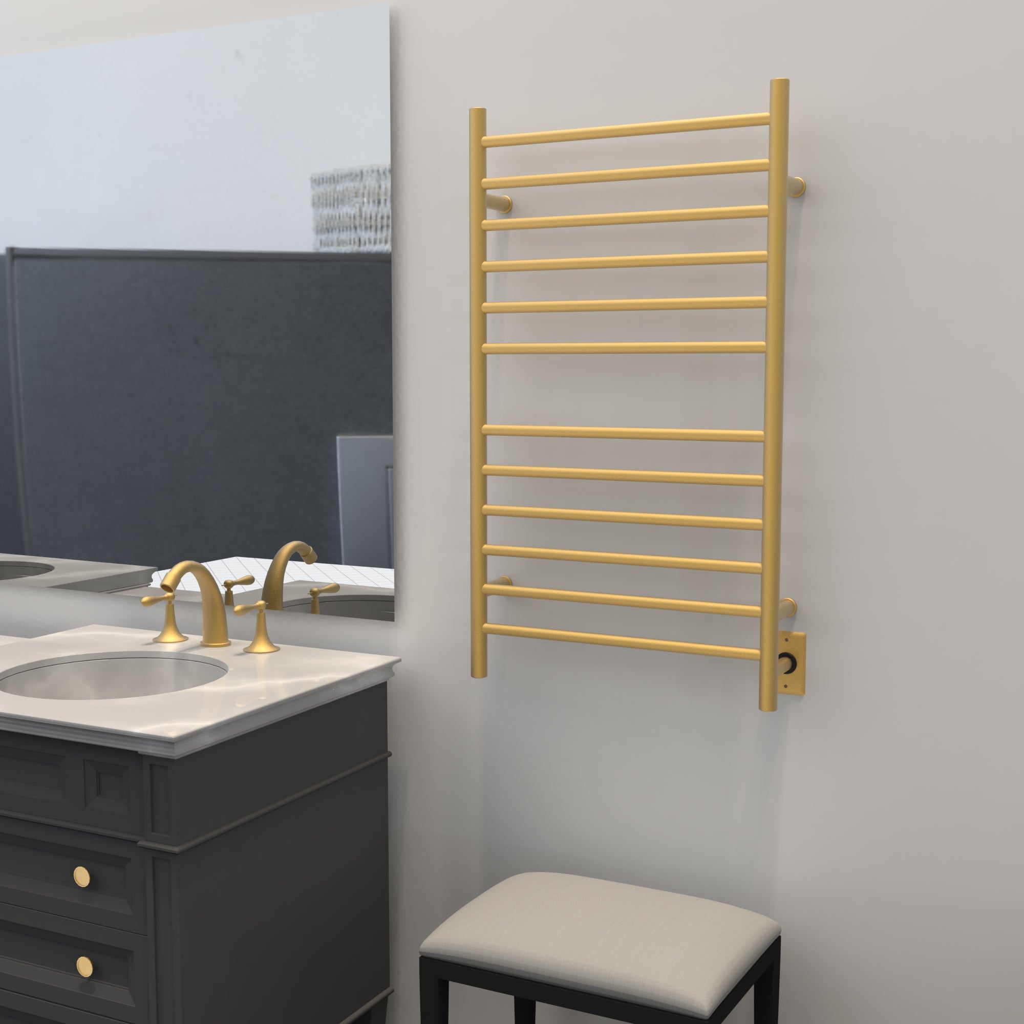 satin brass towel warmers