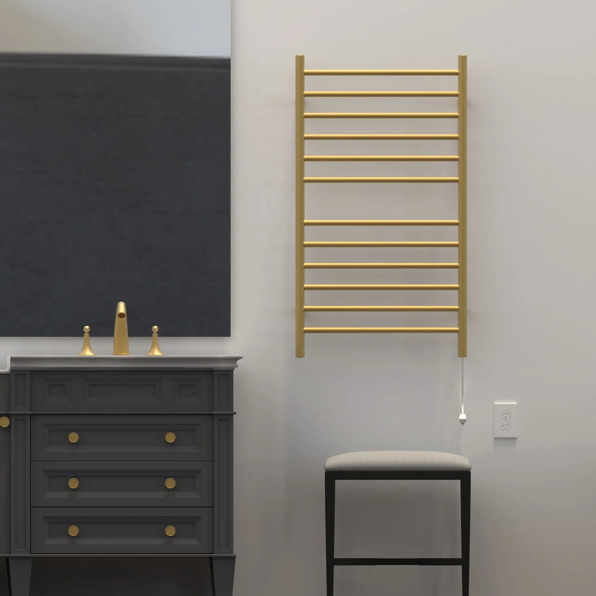 satin brass towel warmers