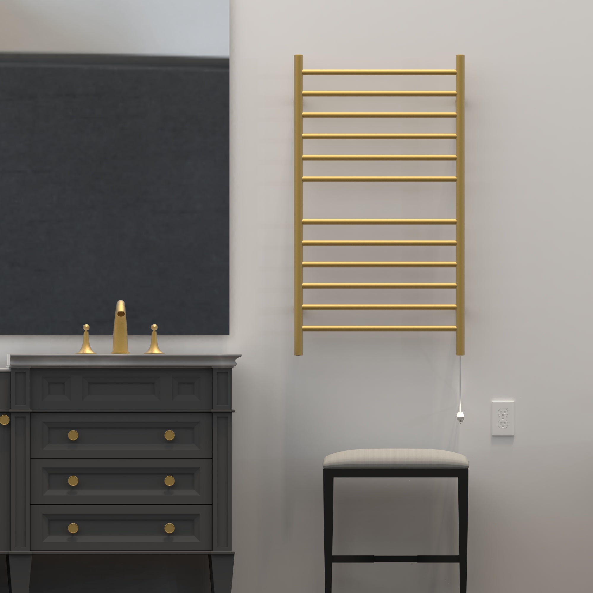 satin brass towel warmers