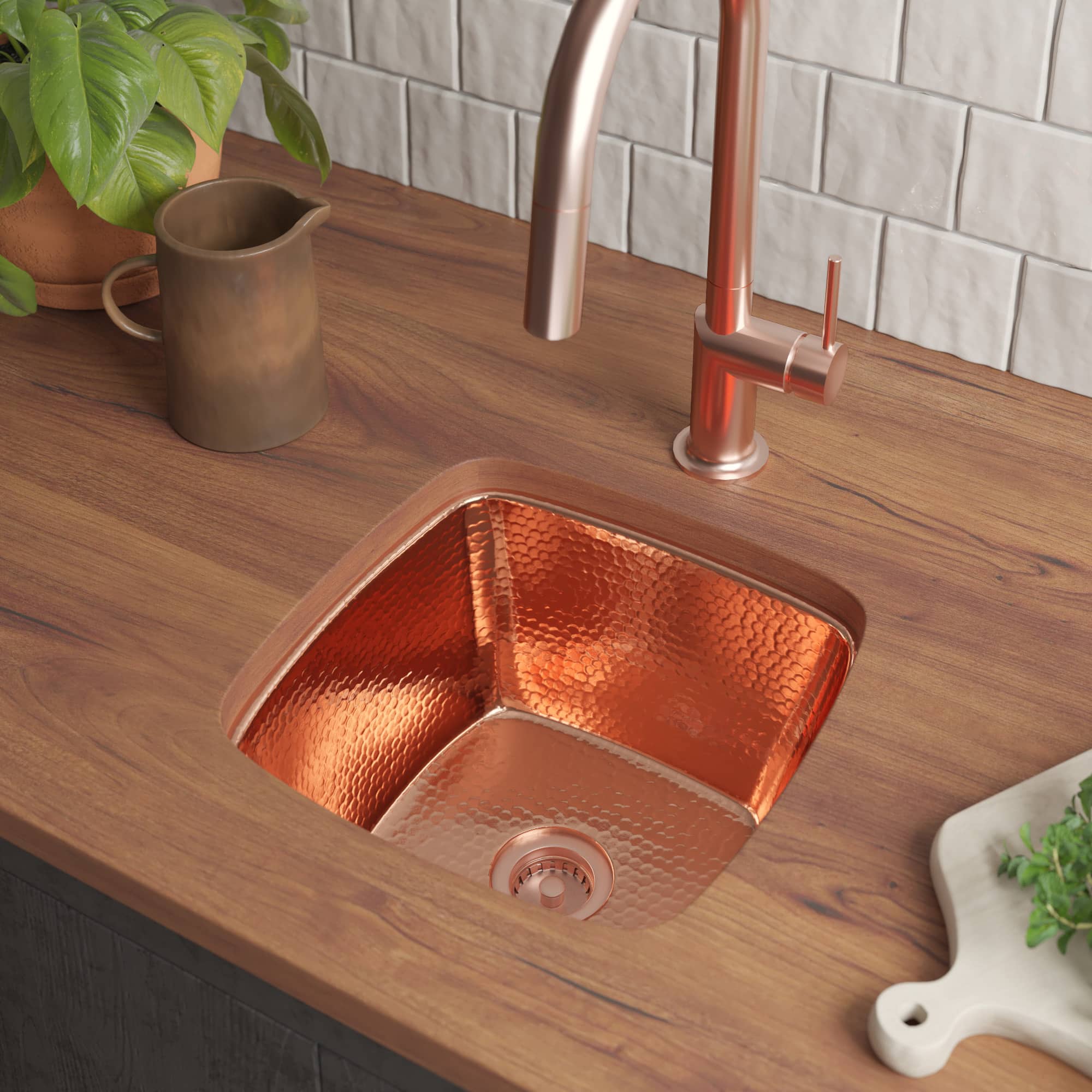 polished copper kitchen sink
