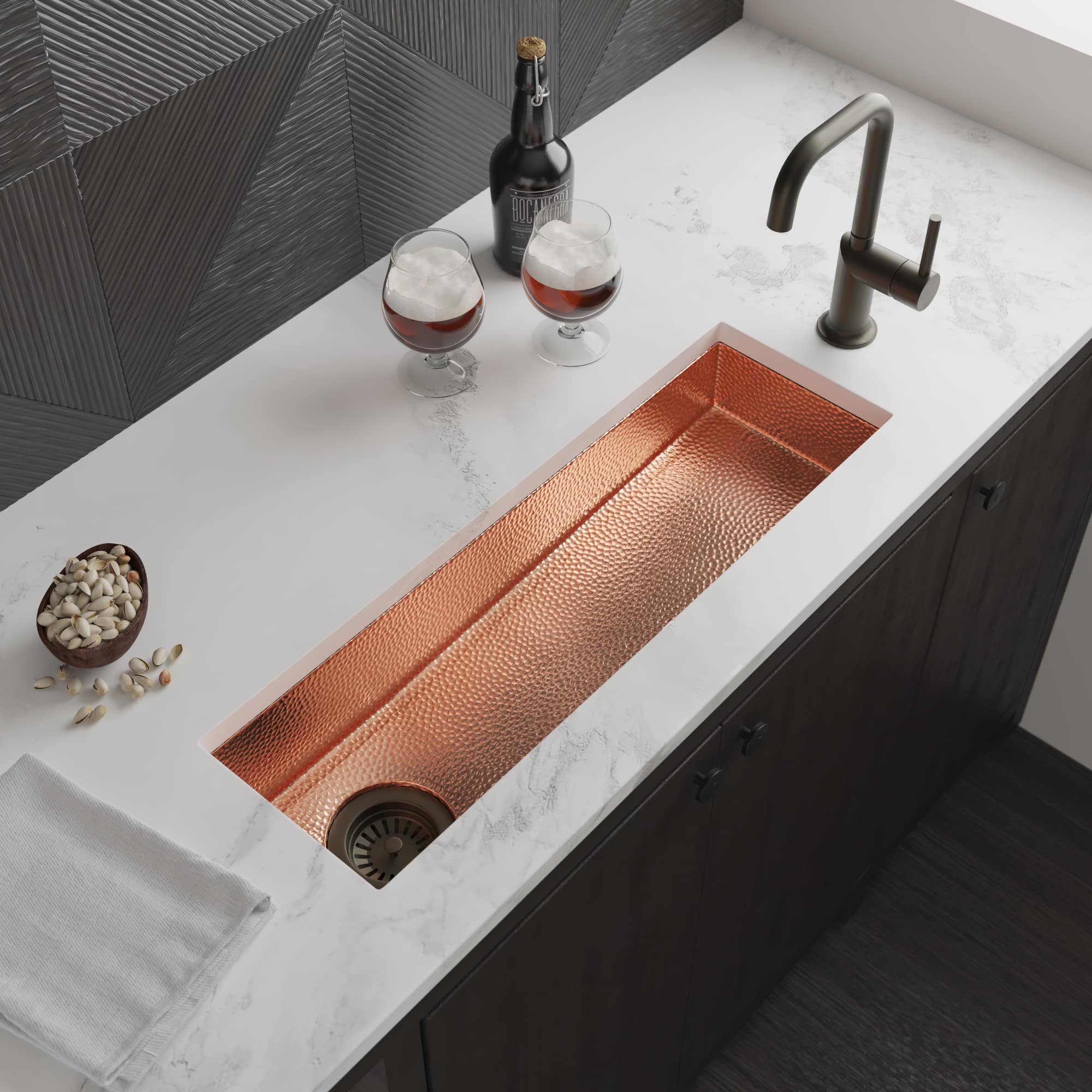 polished copper kitchen sink