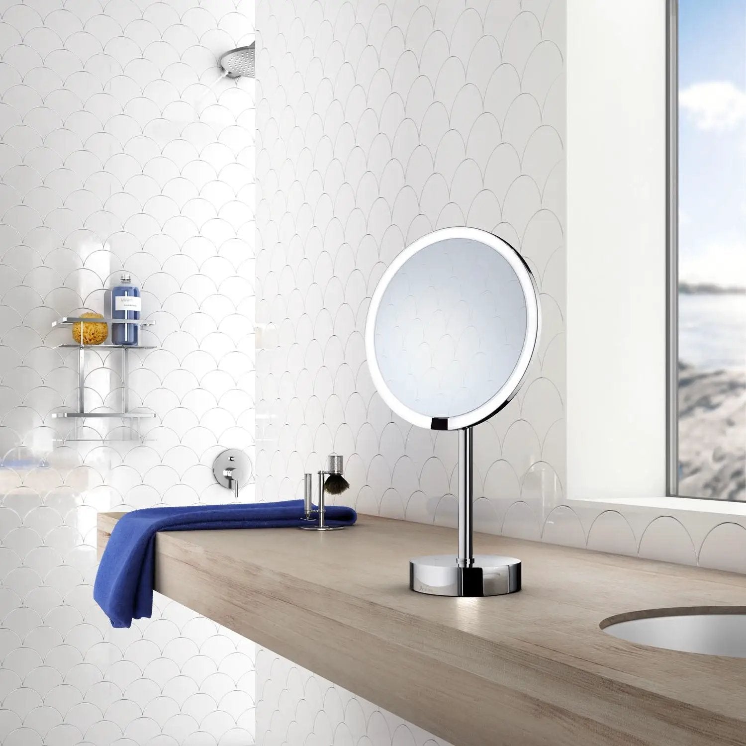 polished chrome make-up mirror