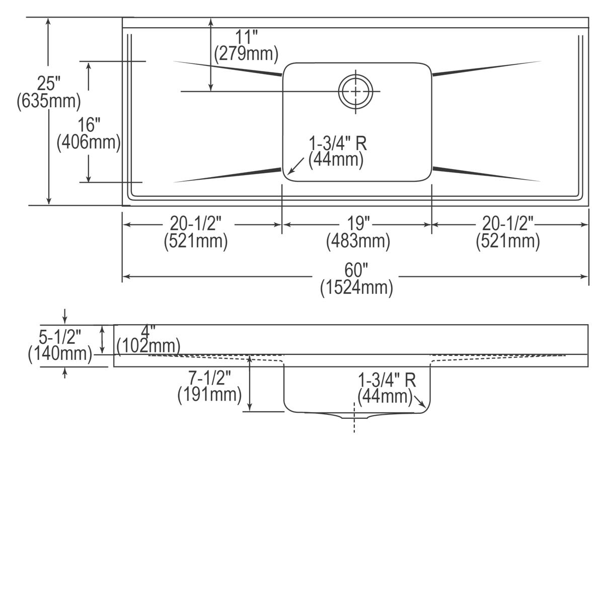 lustrous satin single bowl sink top
