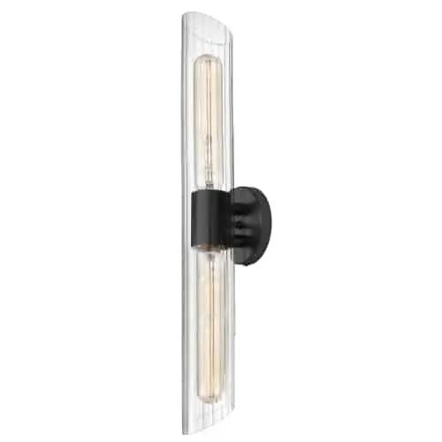 Dainolite 2 Light Vanity with Clear Fluted Glass by Dainolite