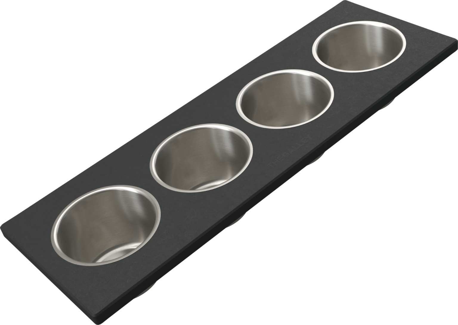 The Galley Upper Tier Garnish Board 6" x 18" with Four Stainless Steel Bowls 4" by The Galley