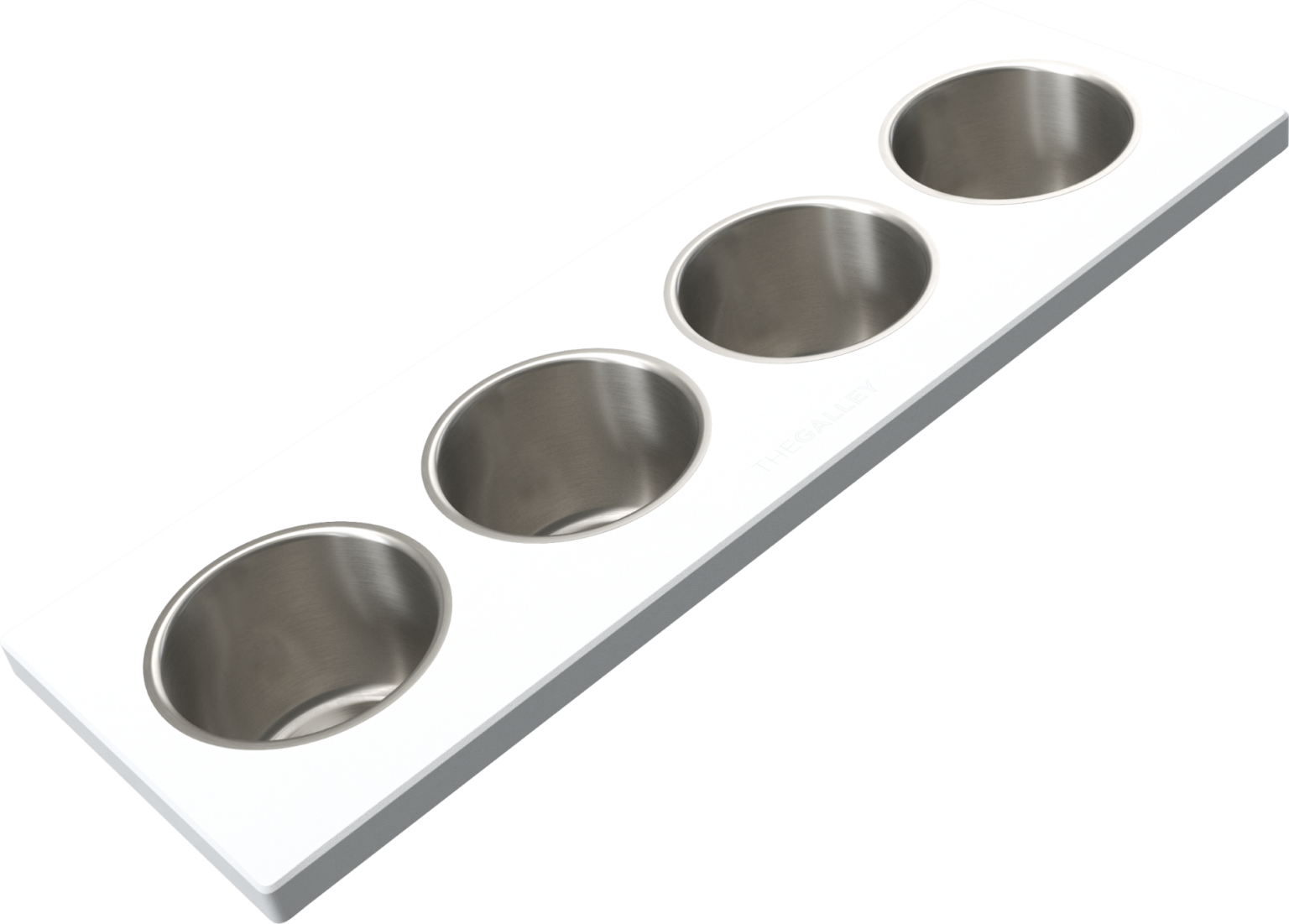 The Galley Upper Tier Garnish Board 6" x 18" with Four Stainless Steel Bowls 4" by The Galley