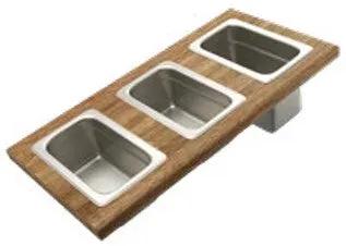 The Galley Upper Tier Condiment Serving Board 9" x 18" with Three Stainless Steel Containers and Lids by The Galley