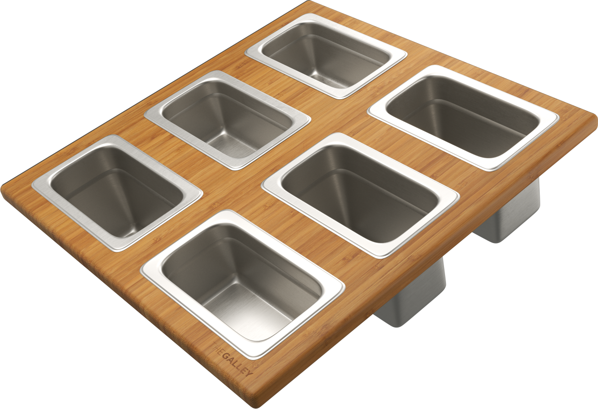 natural golden bamboo condiment serving board