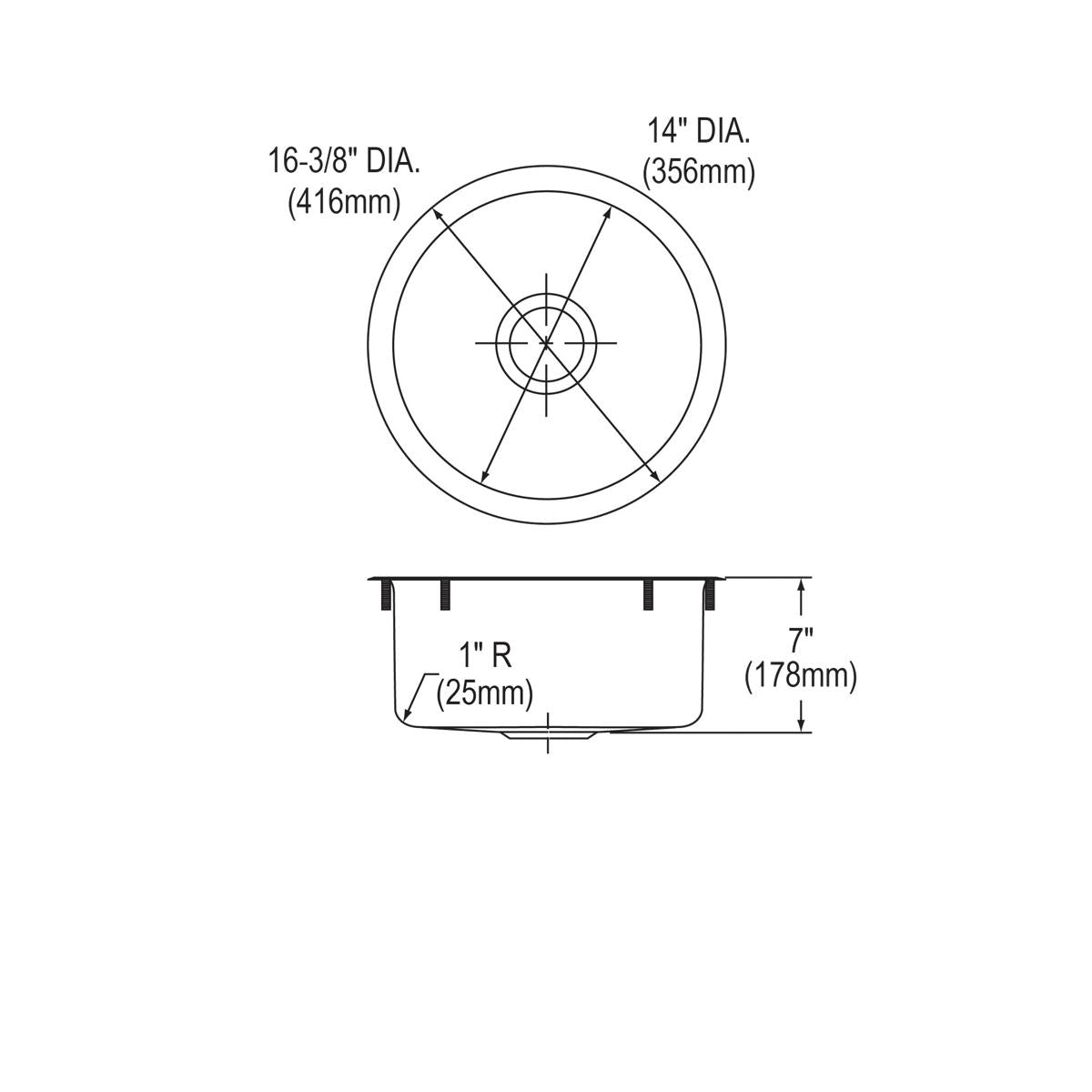 hammered mirror dual mount bar sink