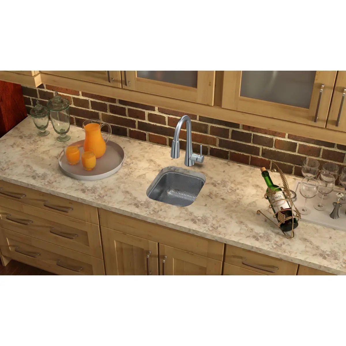 hammered mirror undermount bar sink