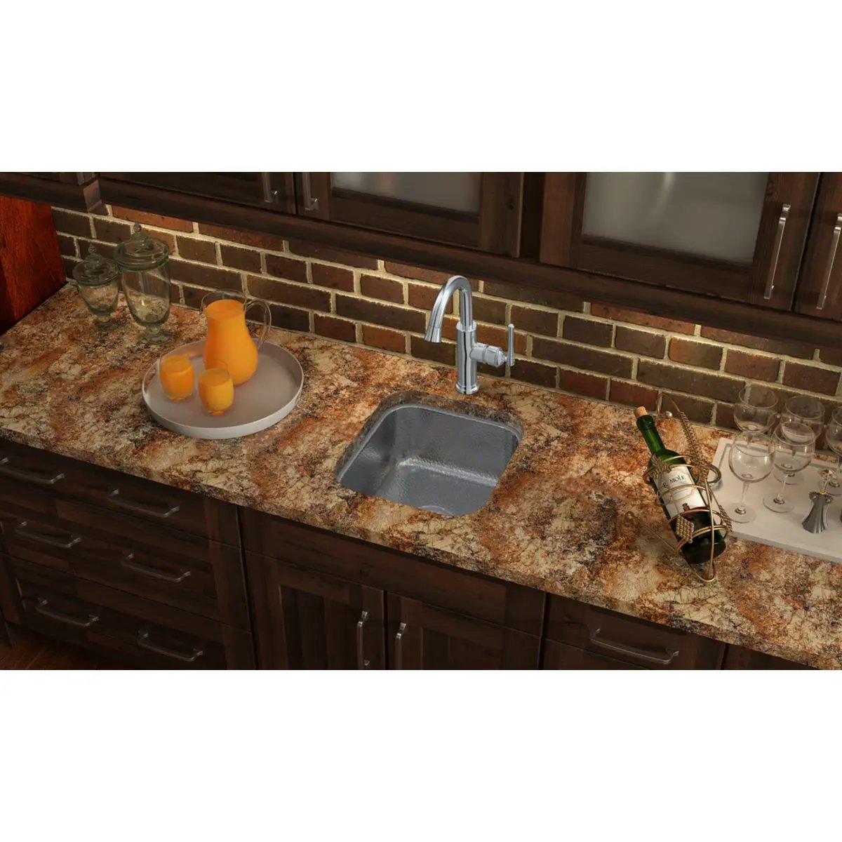 hammered mirror undermount bar sink