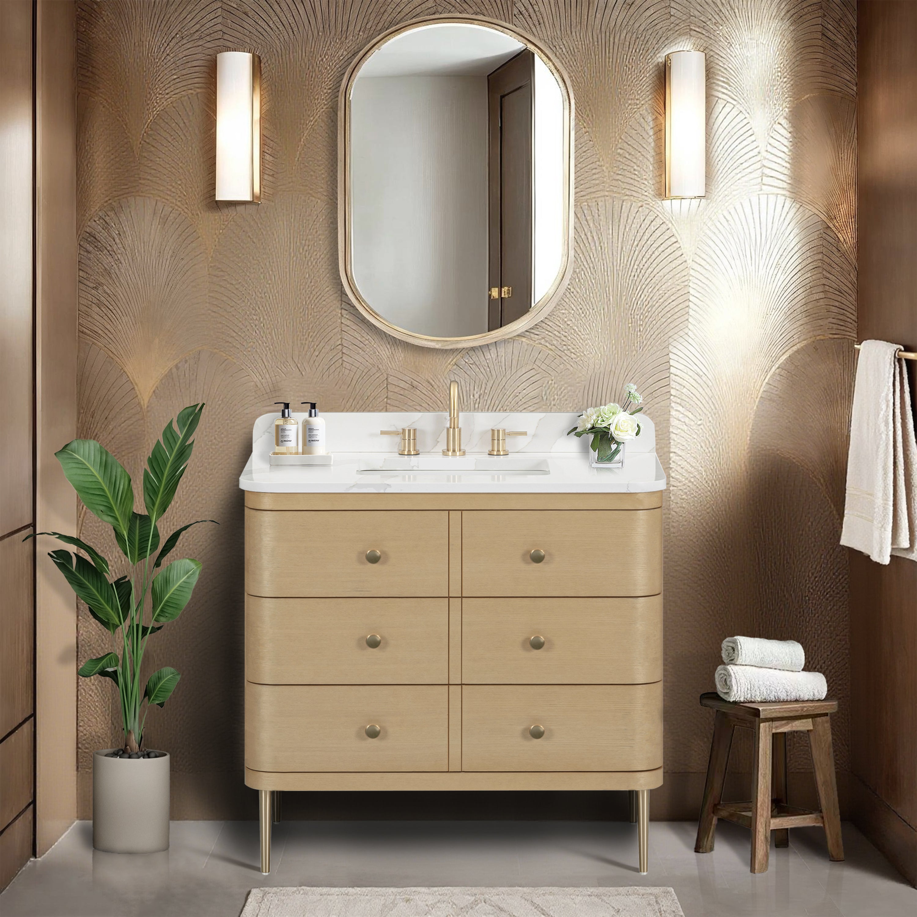 white oak vanity base