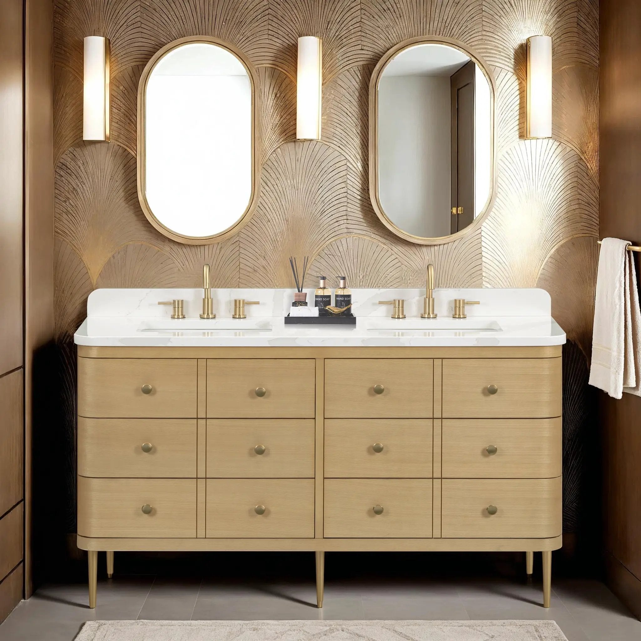 white oak vanity set