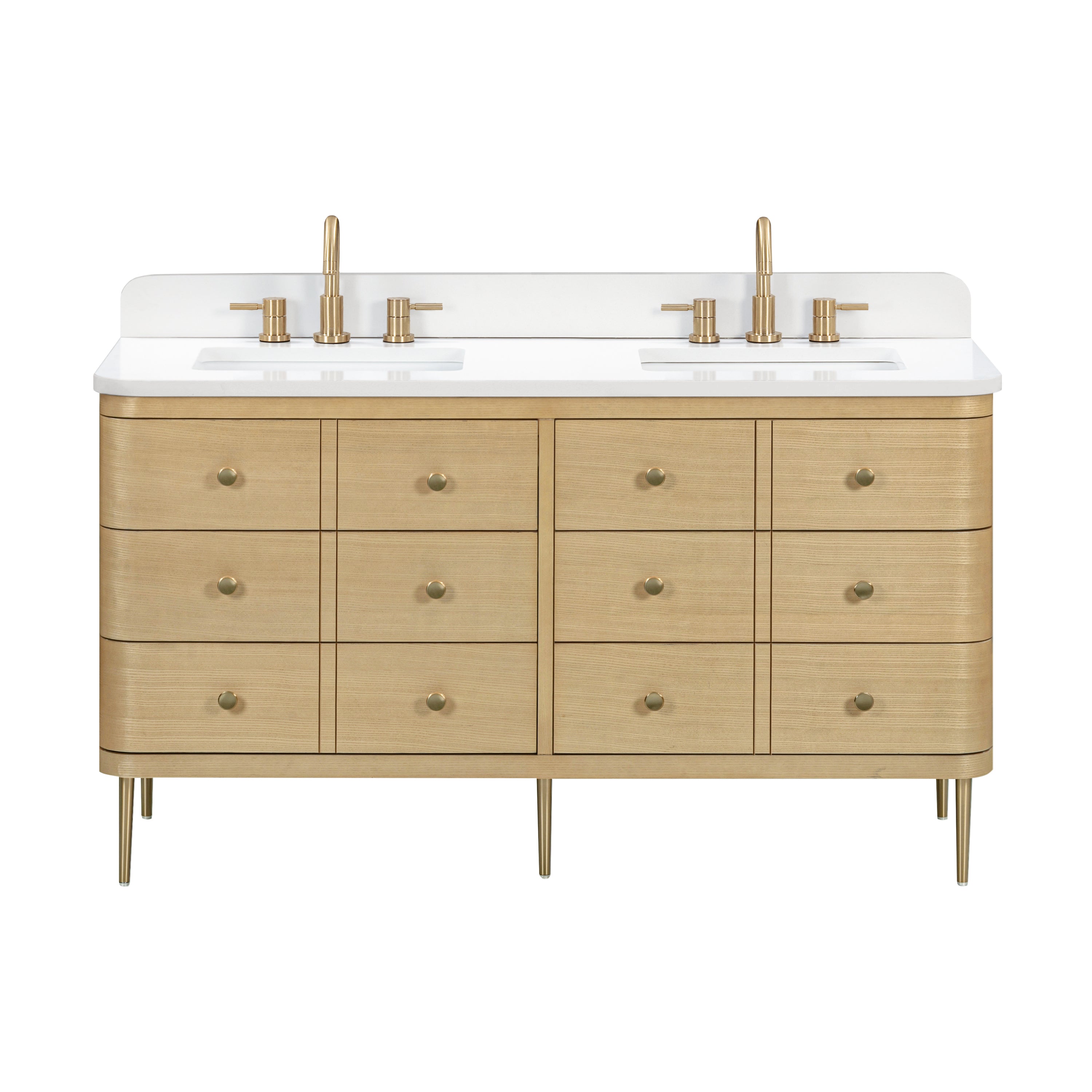 Avanity Serena 61 in. Double Sink Bathroom Vanity Set in White Oak