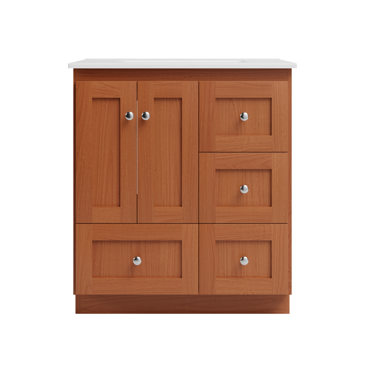 Strasser Woodenworks Shaker 31 in. W x 22 in. D x 35 in. H Vanity with Vanity Top in White and Right Drawers