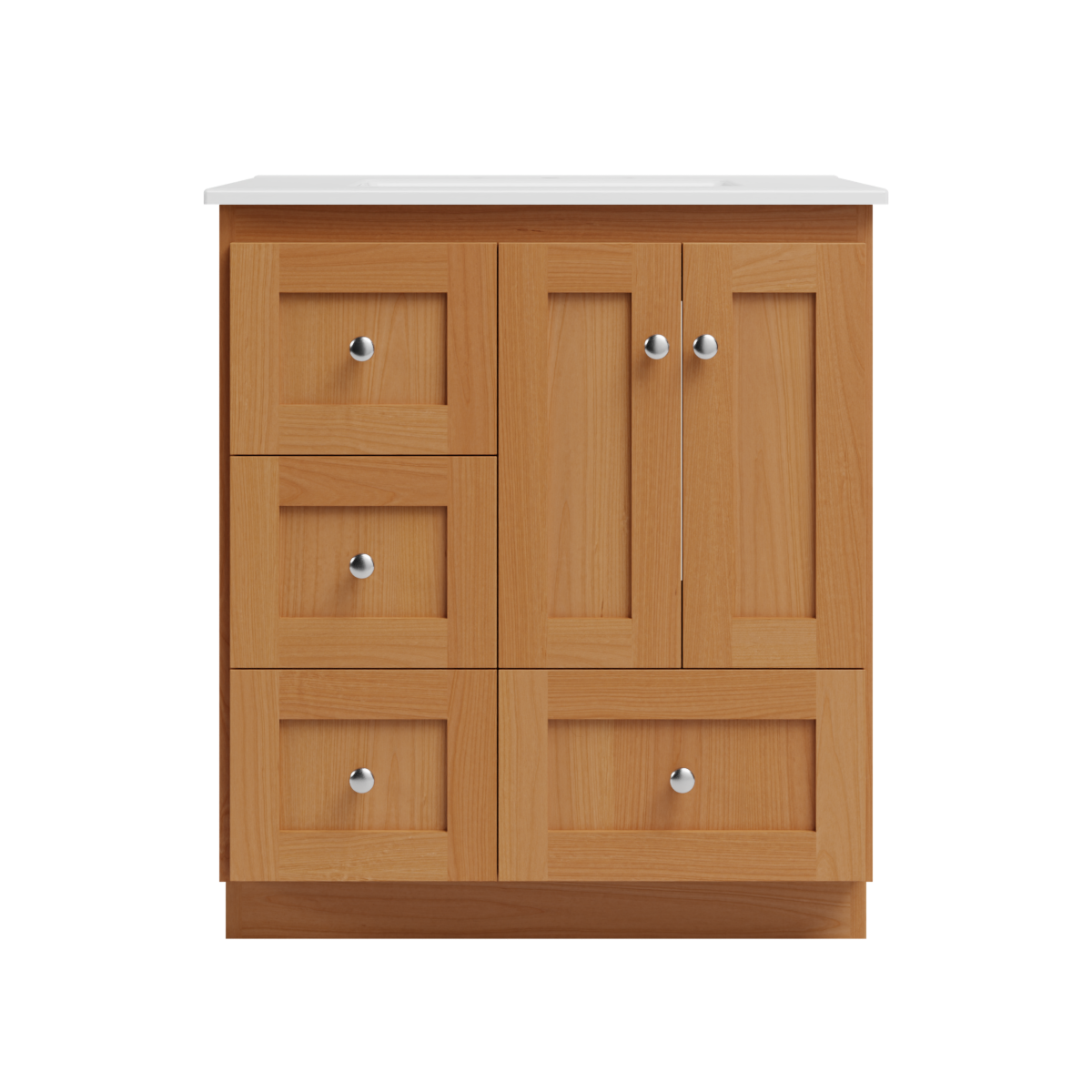 Strasser Woodenworks Shaker 31 in. W x 22 in. D x 35 in. H Vanity with Ceramic Vanity Top in White and Left Drawers