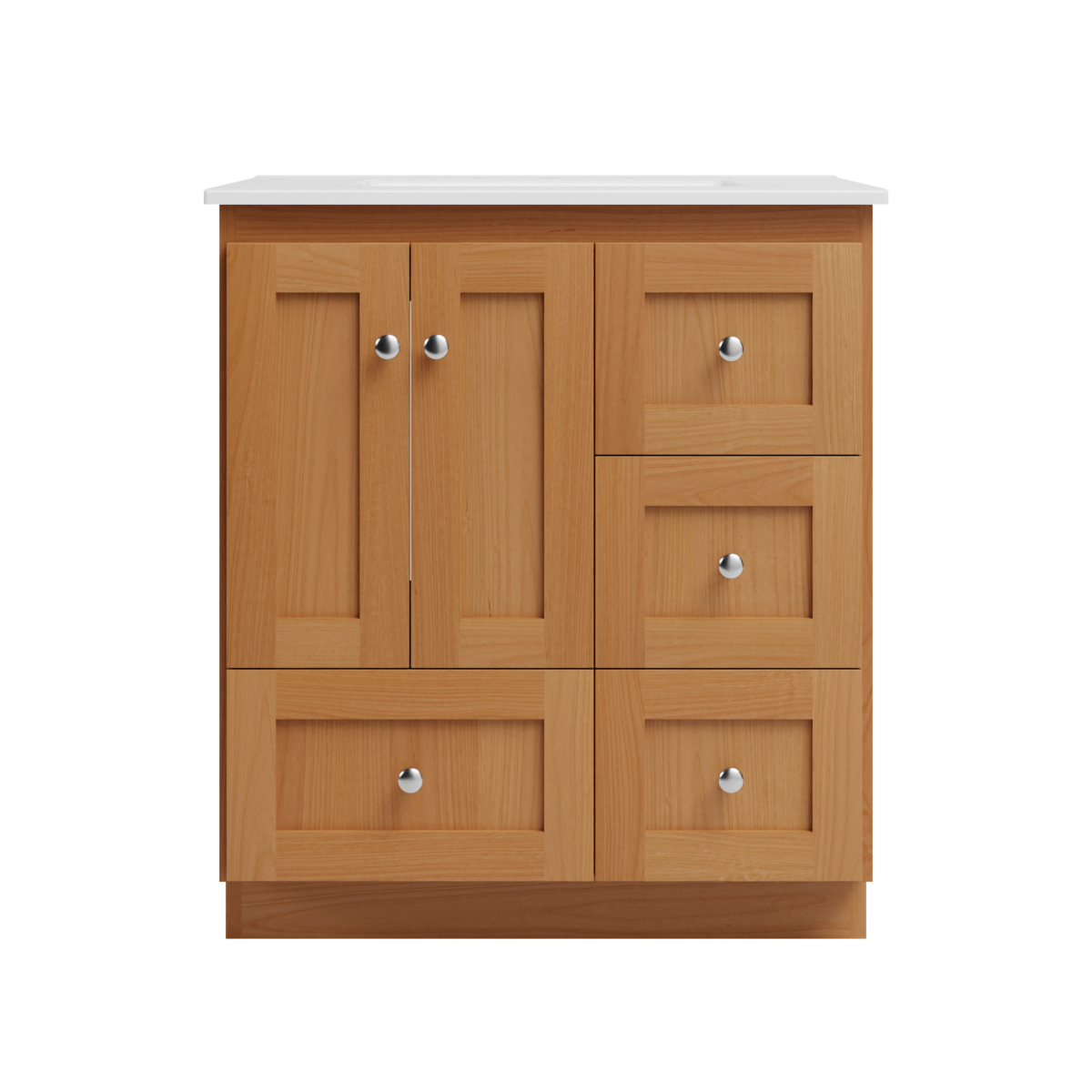 Strasser Woodenworks Shaker 31 in. W x 22 in. D x 35 in. H Vanity with Vanity Top in White and Right Drawers