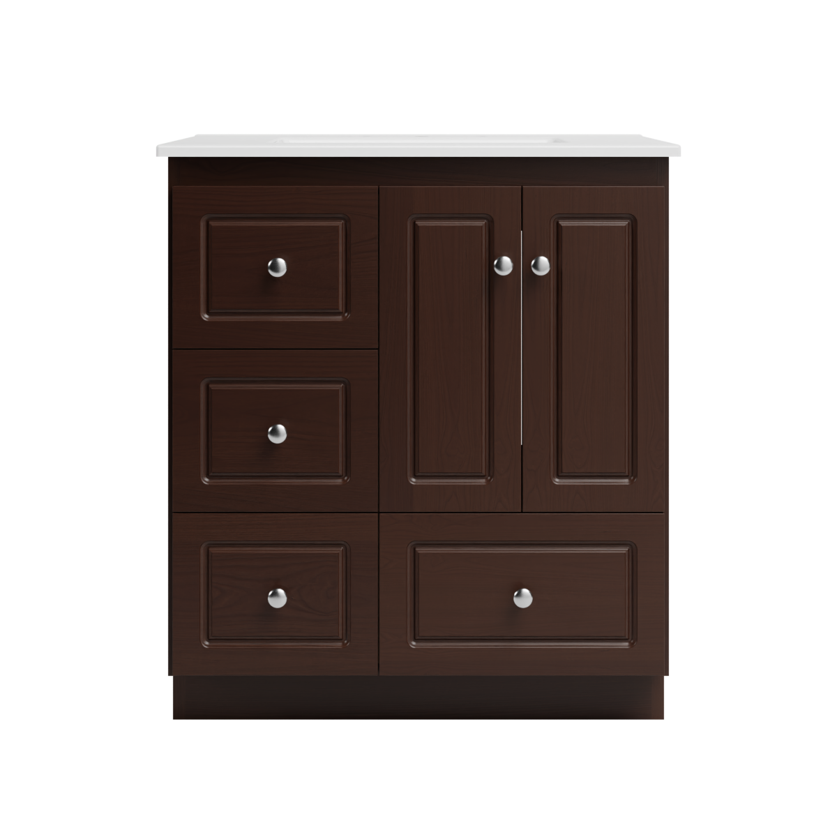 Strasser Woodenworks Ultraline 31 in. W x 22 in. D x 35 in. H Vanity with Vanity Top in White and Left Drawers by Strasser Woodenworks