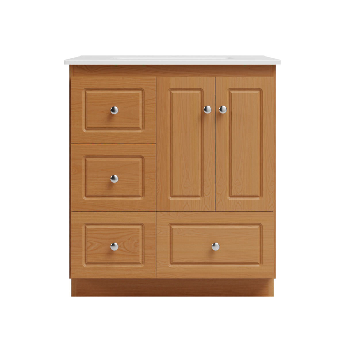 Strasser Woodenworks Ultraline 31 in. W x 22 in. D x 35 in. H Vanity with Vanity Top in White and Left Drawers