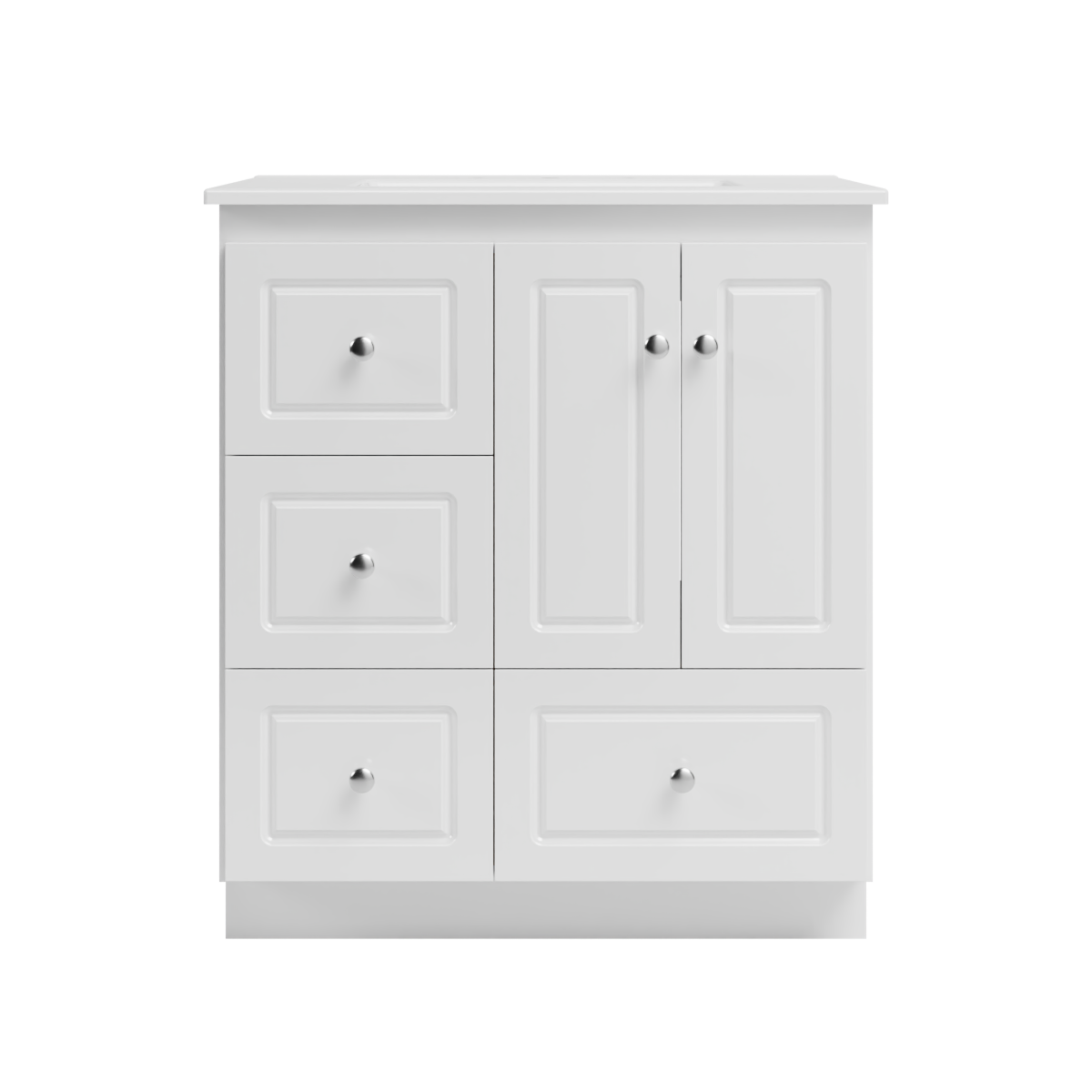 Strasser Woodenworks Ultraline 31 in. W x 22 in. D x 35 in. H Vanity with Vanity Top in White and Left Drawers