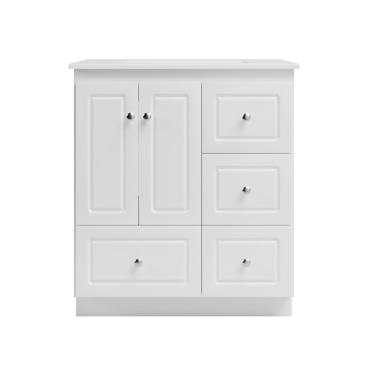 Strasser Woodenworks Ultraline 31 in. W x 22 in. D x 35 in. H Vanity with Vanity Top in White and Right Drawers by Strasser Woodenworks