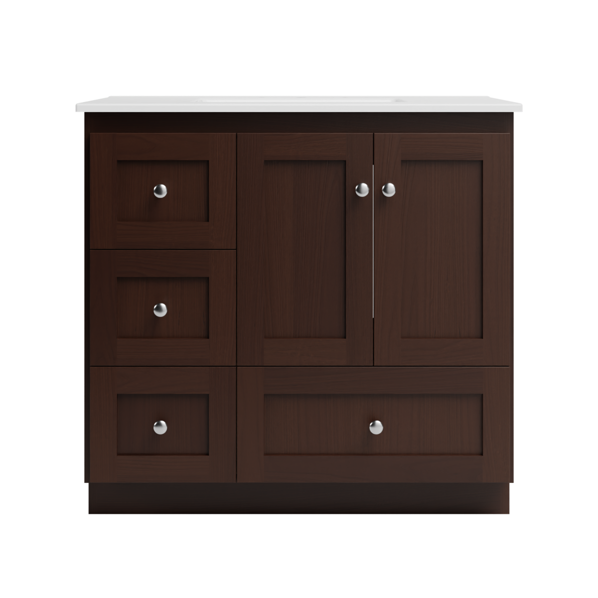 Strasser Woodenworks Shaker 37 in. W x 22 in. D x 35 in. H Vanity with Ceramic Vanity Top in White and Left Drawers by Strasser Woodenworks