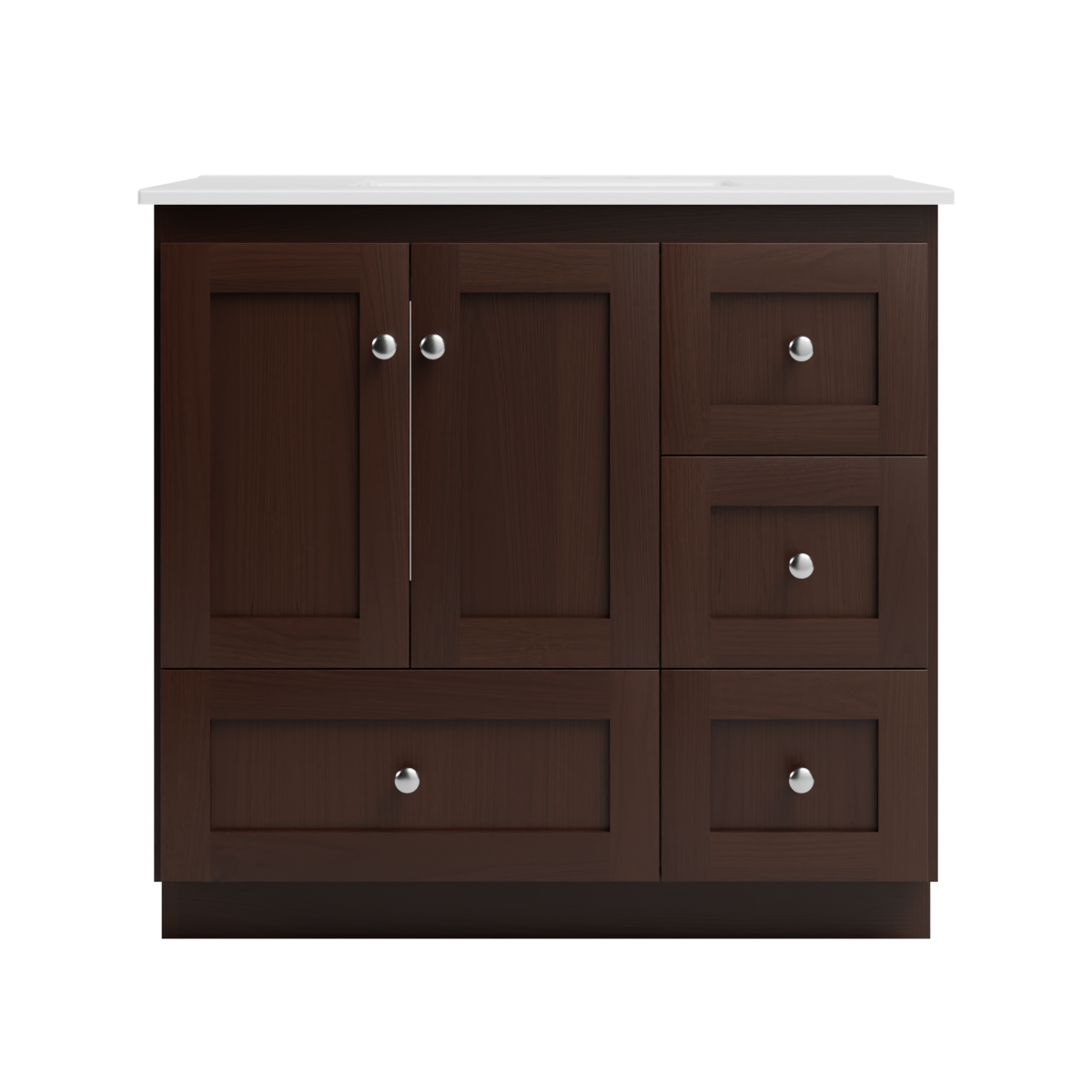 Strasser Woodenworks Shaker 37 in. W x 22 in. D x 35 in. H Vanity with Ceramic Vanity Top in White and Right Drawers by Strasser Woodenworks
