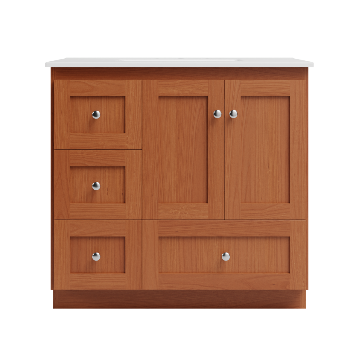 Strasser Woodenworks Shaker 37 in. W x 22 in. D x 35 in. H Vanity with Ceramic Vanity Top in White and Left Drawers by Strasser Woodenworks