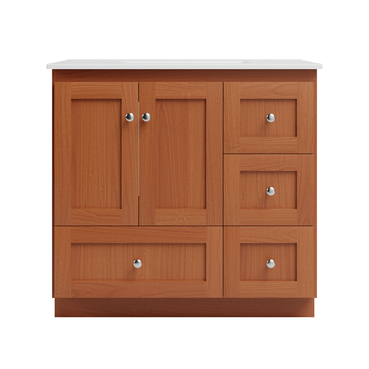Strasser Woodenworks Shaker 37 in. W x 22 in. D x 35 in. H Vanity with Ceramic Vanity Top in White and Right Drawers by Strasser Woodenworks