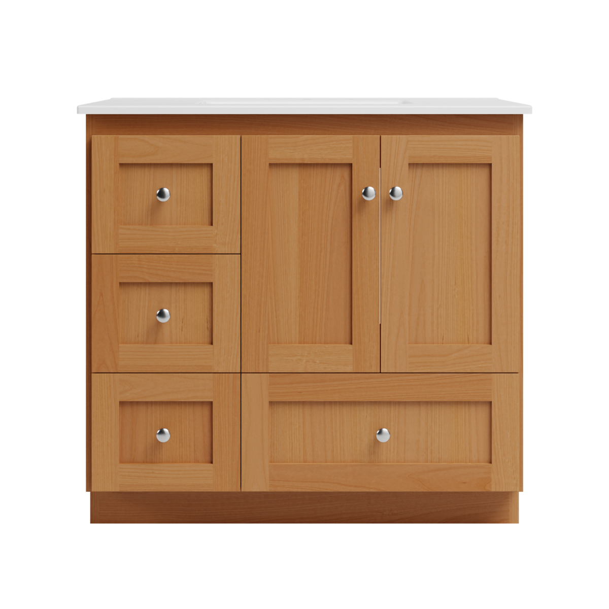 Strasser Woodenworks Shaker 37 in. W x 22 in. D x 35 in. H Vanity with Ceramic Vanity Top in White and Left Drawers by Strasser Woodenworks