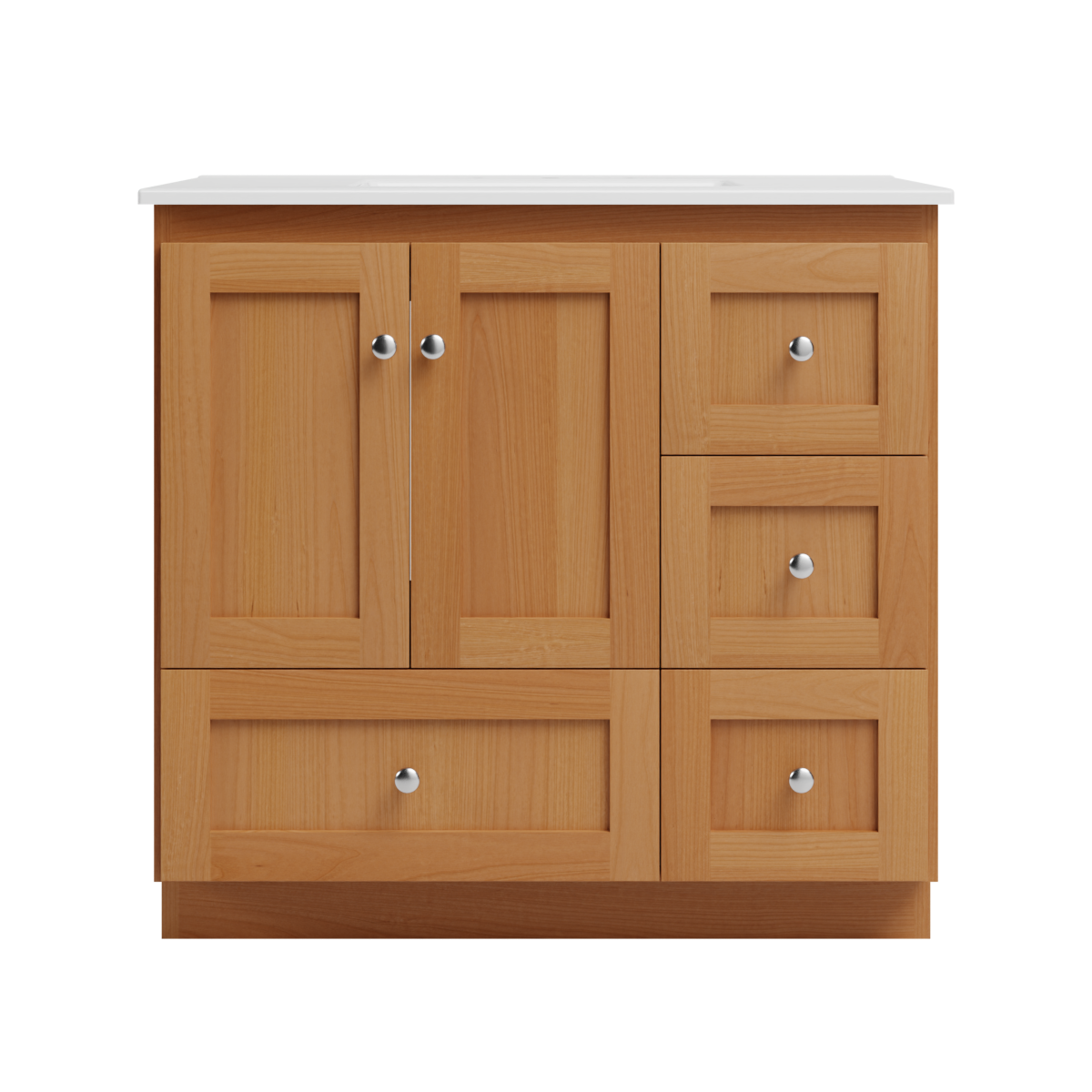 Strasser Woodenworks Shaker 37 in. W x 22 in. D x 35 in. H Vanity with Ceramic Vanity Top in White and Right Drawers by Strasser Woodenworks