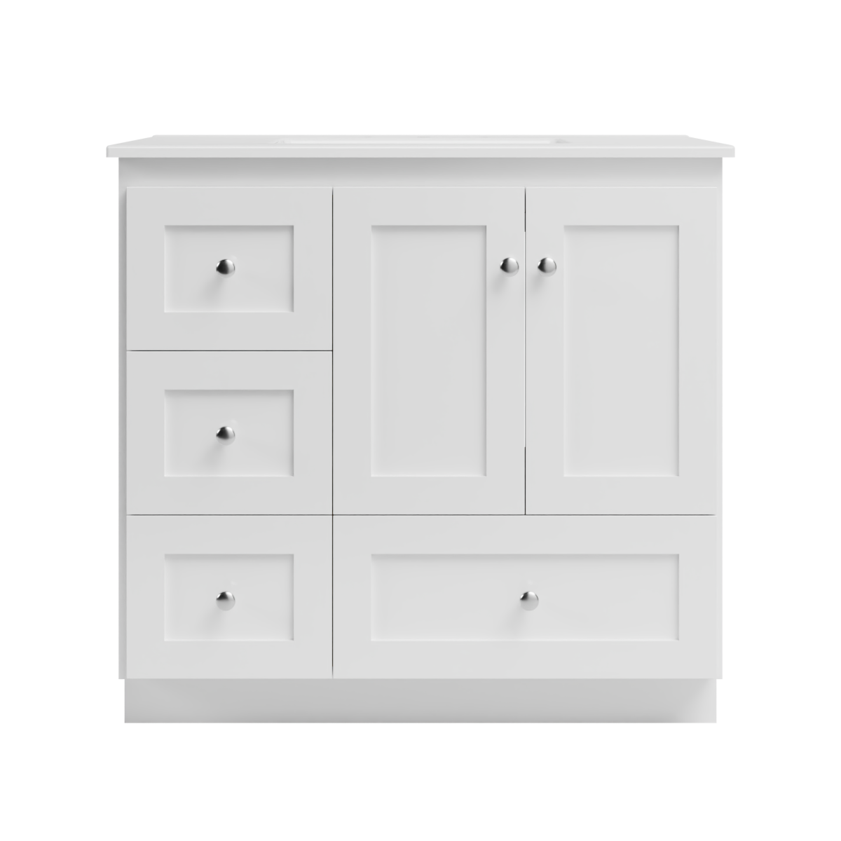 Strasser Woodenworks Shaker 37 in. W x 22 in. D x 35 in. H Vanity with Ceramic Vanity Top in White and Left Drawers by Strasser Woodenworks