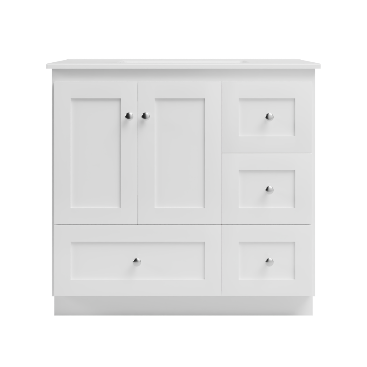 Strasser Woodenworks Shaker 37 in. W x 22 in. D x 35 in. H Vanity with Ceramic Vanity Top in White and Right Drawers by Strasser Woodenworks