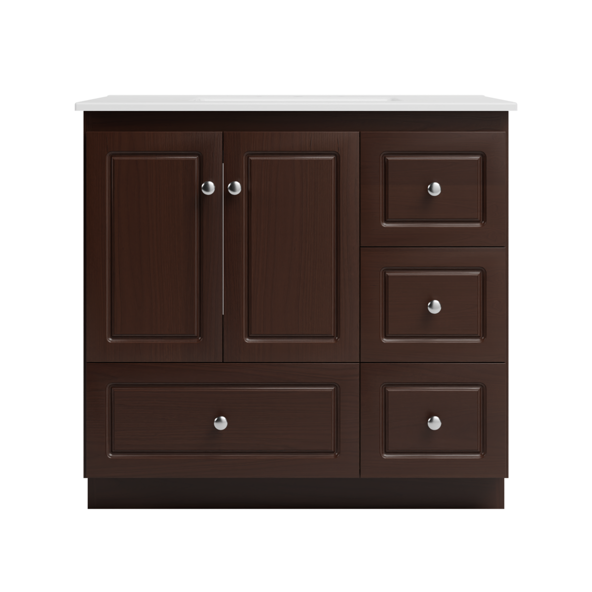 Strasser Woodenworks Ultraline 37 in. W x 22 in. D x 35 in. H Vanity with Ceramic Vanity Top in White and Right Drawers