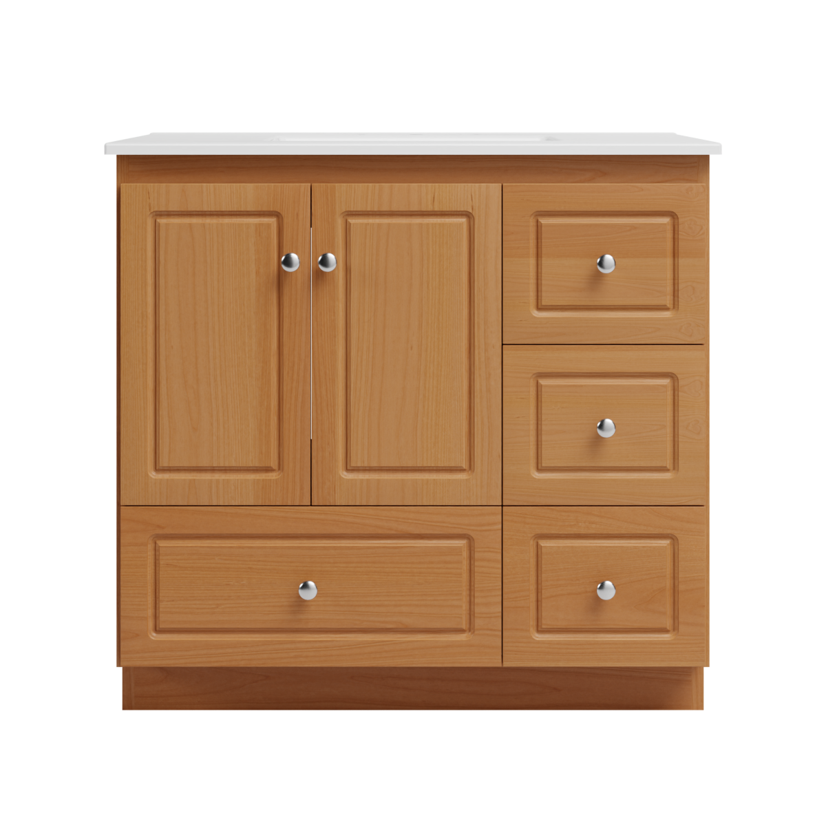 Strasser Woodenworks Ultraline 37 in. W x 22 in. D x 35 in. H Vanity with Ceramic Vanity Top in White and Right Drawers