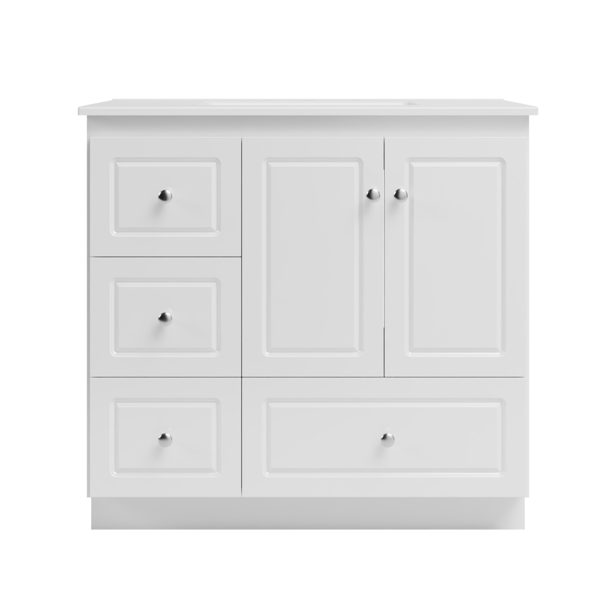 Strasser Woodenworks Ultraline 37 in. W x 22 in. D x 35 in. H Vanity with Ceramic Vanity Top in White and Left Drawers by Strasser Woodenworks