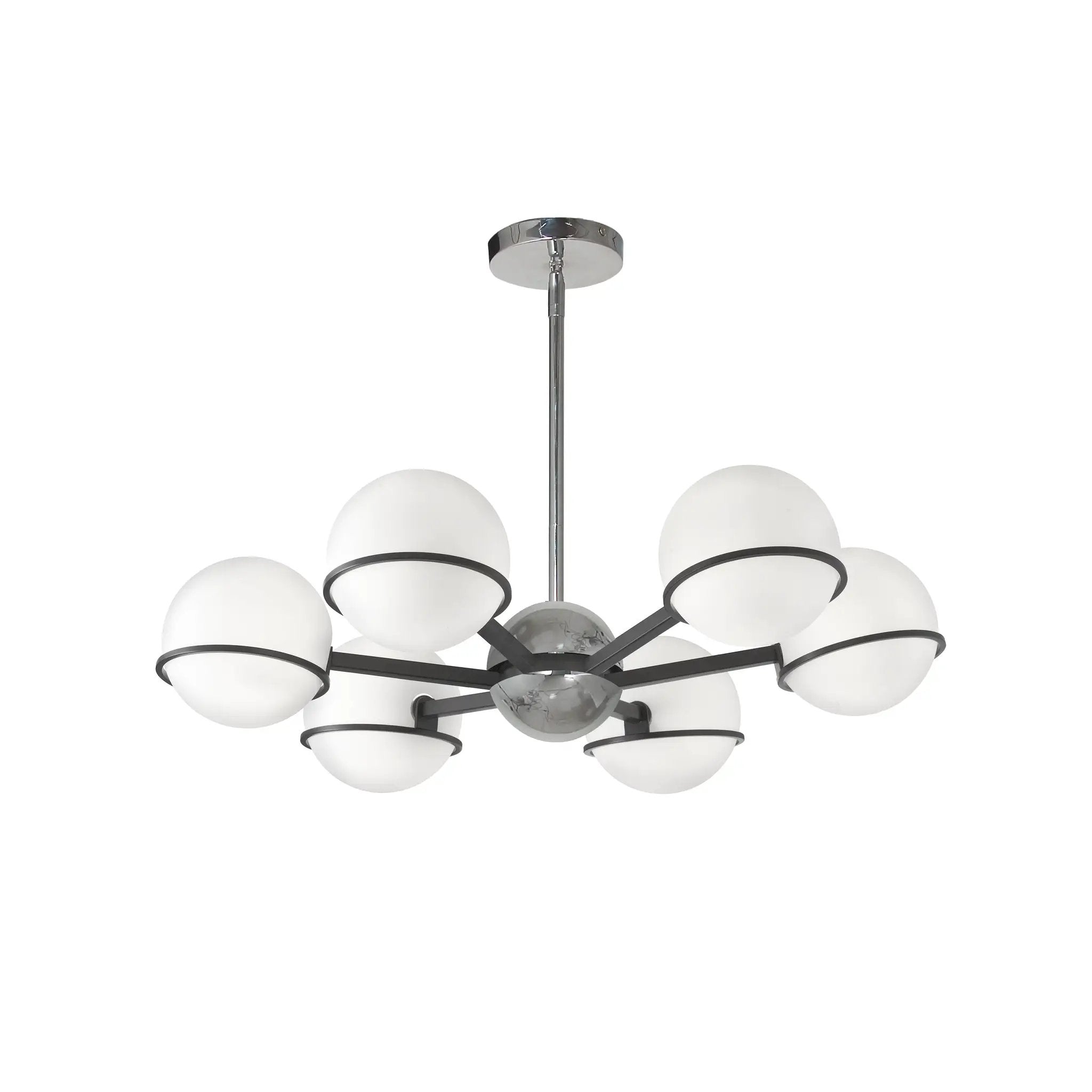 Dainolite 6 Light Halogen Chandelier with White Opal Glass by Dainolite