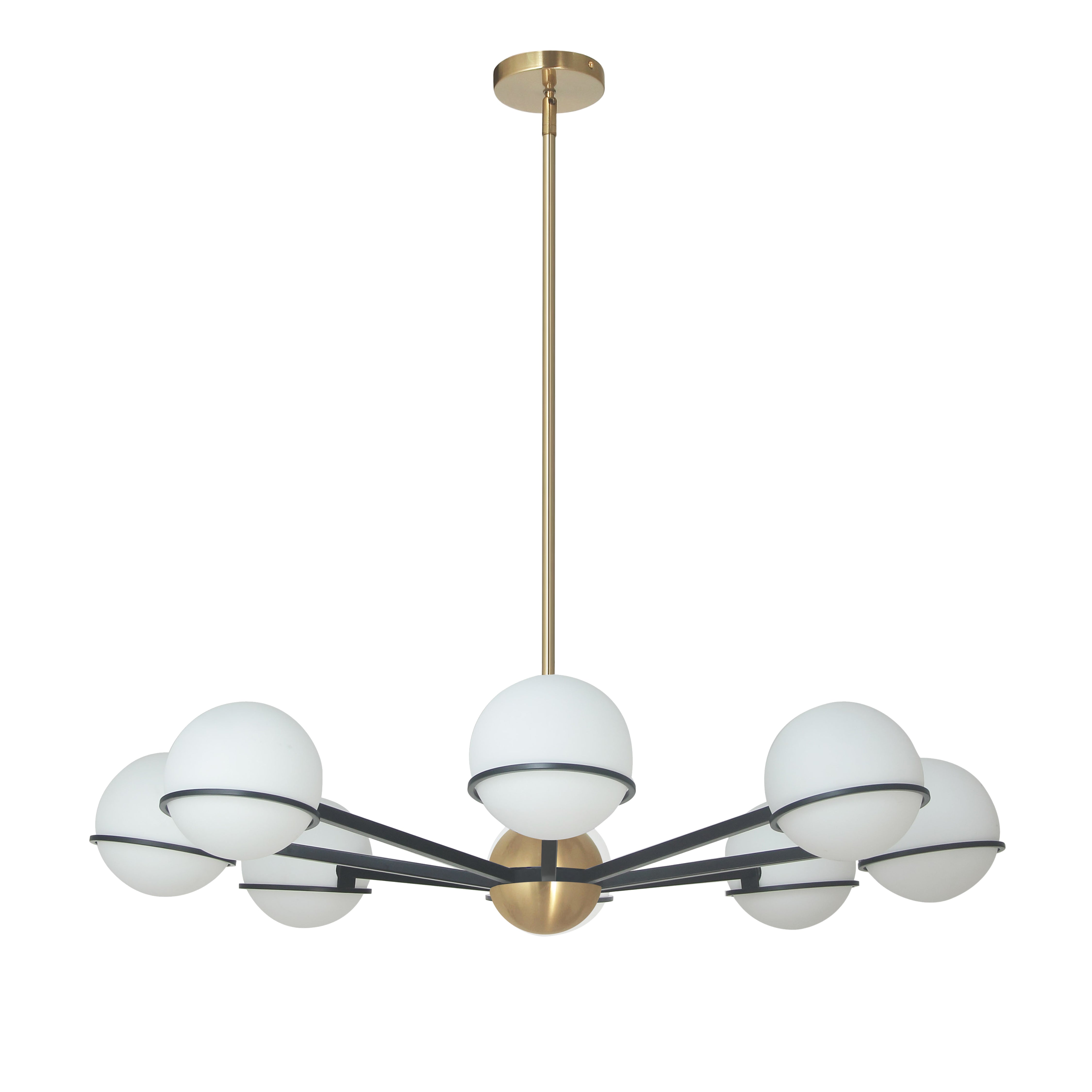 Dainolite 8 Light Halogen Chandelier with White Opal Glass