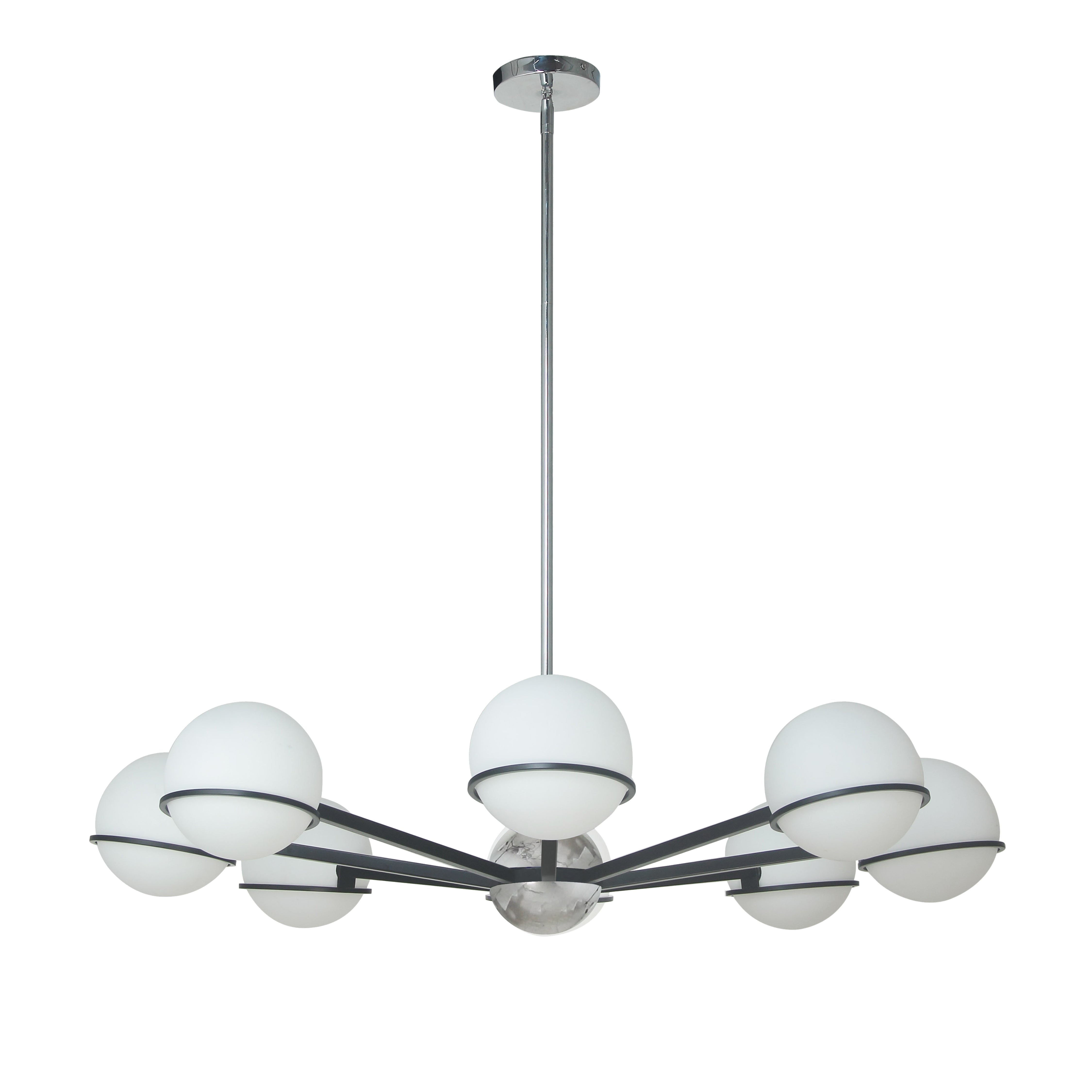 Dainolite 8 Light Halogen Chandelier with White Opal Glass