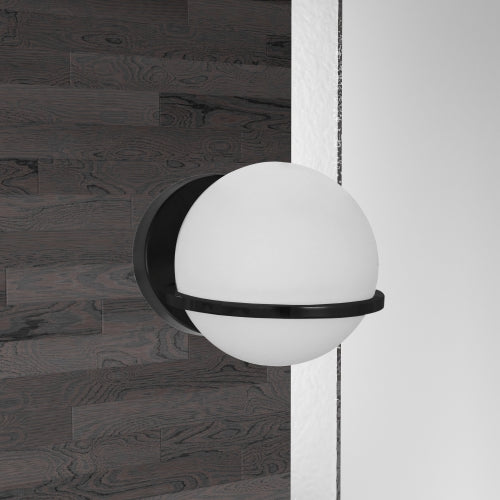 matte black with white glass wall mount
