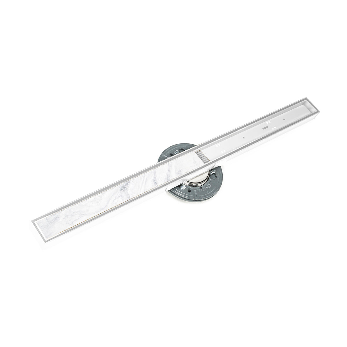 Infinity Drain 48" S-Stainless Steel Series High Flow Complete Kit with Tile Insert Frame with Cast Iron Drain Body, 3" No Hub Outlet by Infinity Drain