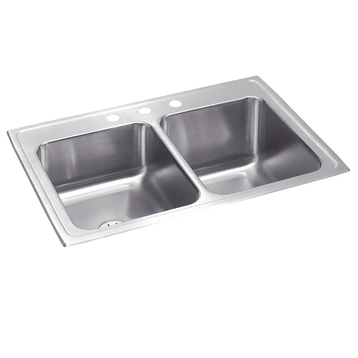 lustrous satin double bowl drop-in sink